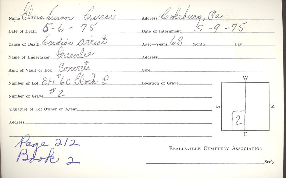 burial card